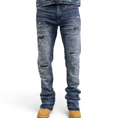 Jordan Craig Men's Theo Slight Flare Stack Denim Jean In Aged Wash In Multi