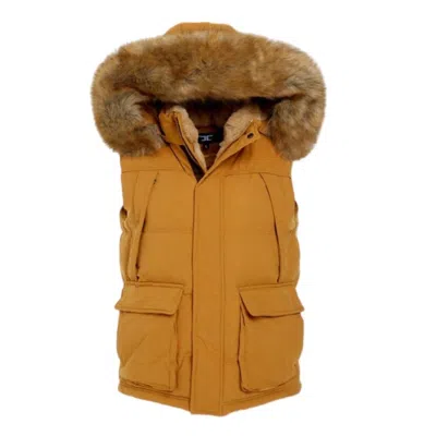 Jordan Craig Men's Yukon Fur Lined Puffer Vest In Wheat In Gold