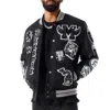 Jordan Craig Motown Varsity Jacket In Black Shadow