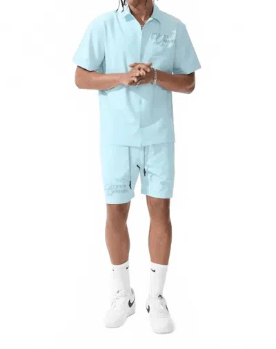 Jordan Craig Oakland Mechanic Short & Shirt Set In Sky Blue