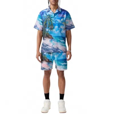 Jordan Craig Retro Wanderlust Party Short & Shirt Set In Clearwater In Blue