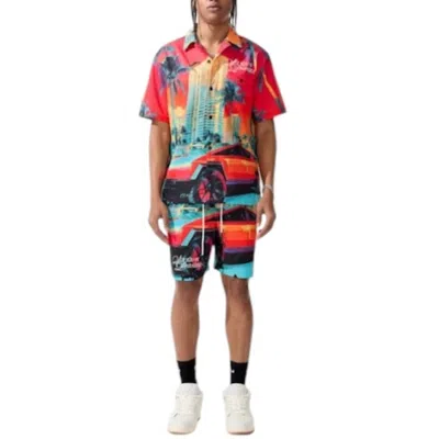 Jordan Craig Retro Wanderlust Party Short & Shirt Set In Miami In Multi