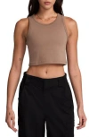 Jordan Crop Cotton Blend Tank Top In Brown