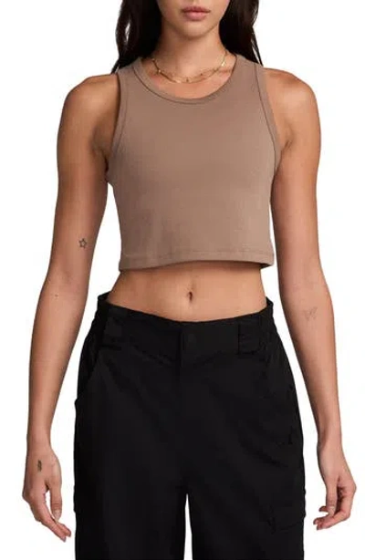 Jordan Crop Cotton Blend Tank Top In Brown