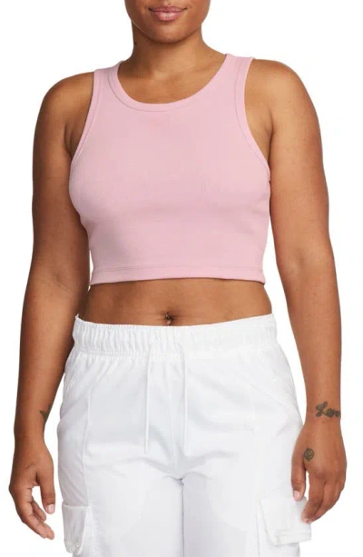 Jordan Crop Cotton Blend Tank Top In Pink Glaze