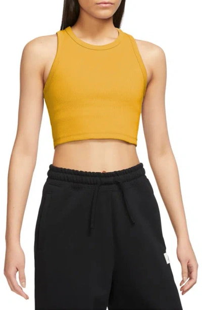 Jordan Crop Cotton Blend Tank Top In Yellow Ochre