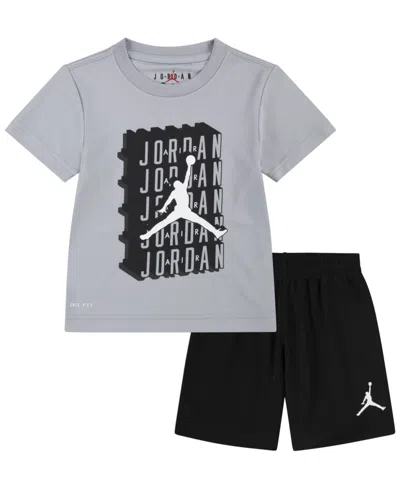 Jordan Kids' Crosswords Tee And Shorts Set In Black