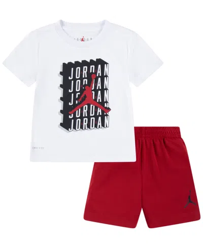 Jordan Kids' Crosswords Tee And Shorts Set In Gym Red