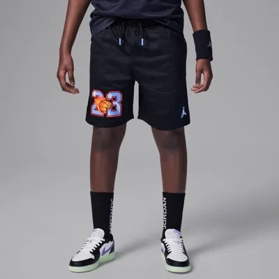 Jordan Customized Air Big Kids' Flame Shorts In Black