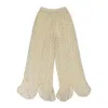 Jordan Dalah Studios Green/white/beige Wispy Flared Leg Straight Trousers In Neutral