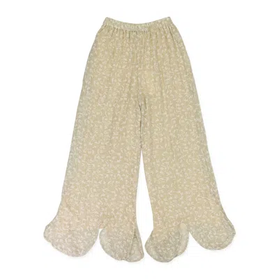 Jordan Dalah Studios Green/white/beige Wispy Flared Leg Straight Trousers In Neutral