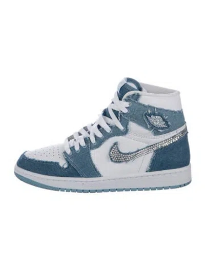 Pre-owned Jordan Denim Graphic Print Athletic Sneakers In Blue