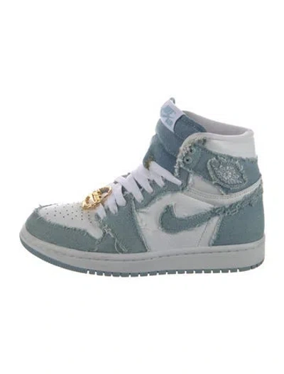 Pre-owned Jordan Denim Raw-edge Trim Athletic Sneakers In Blue
