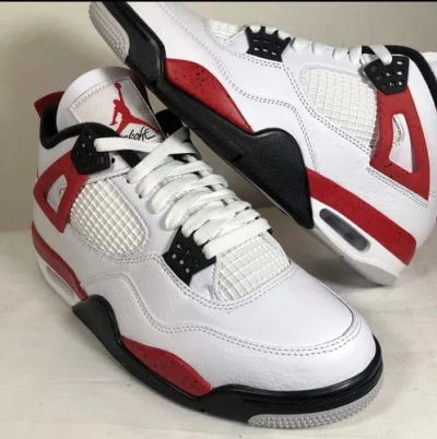 Pre-owned Jordan [dh6927-161] Nike Air  4 Retro White/fire Red-black Men's Size 10.5
