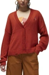 Jordan Women's  Distressed Cardigan In Dune Red/sail