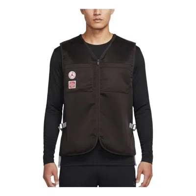 Jordan Dongdan Utility Vest 'velvet Brown Lt Orewood Brn' In Black