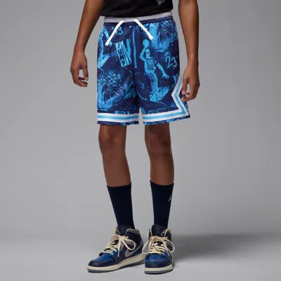 Jordan Dri-fit Big Kids' Mj Printed Sport Diamond Shorts In Blue