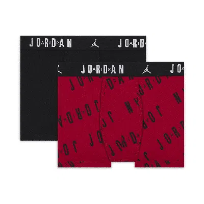 Jordan Dri-fit Cotton Essentials Big Kids' Flight Boxer Briefs (2-pack) In Red