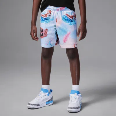 Jordan Dri-fit Essentials Little Kids' Summer Pack Printed Mesh Shorts In White