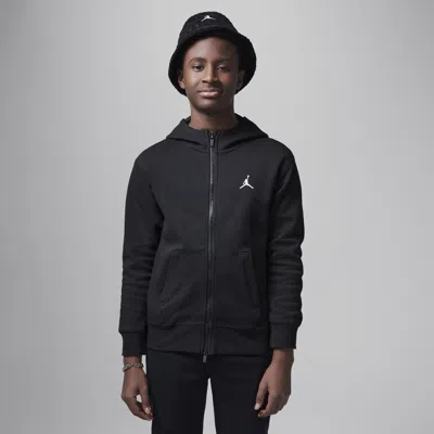 Jordan Dri-fit Sport Big Kids' Statement Hoop Fleece Full-zip Hoodie In Black