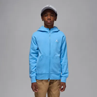 Jordan Dri-fit Sport Big Kids' Statement Hoop Fleece Full-zip Hoodie In Blue