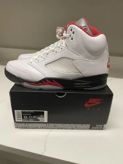 Pre-owned Jordan Ds 2020  5 Retro Mid Fire Red Size 13 Metallic Black Tongue 6 Infrared In White