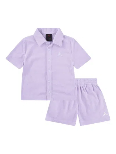 Jordan Babies' Embroidered-logo Terry Shorts In Purple