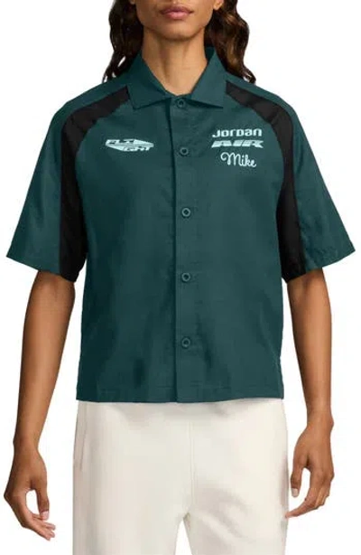 Jordan Embroidered Short Sleeve Workwear Button-up Shirt In Green