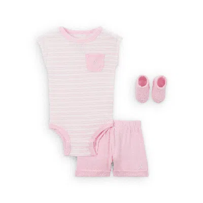 Jordan Essentials Baby Striped 3-piece Set In Pink