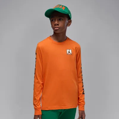 Jordan Essentials Big Kids' Baseline Long Sleeve T-shirt In Orange