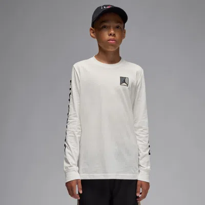 Jordan Essentials Big Kids' Baseline Long Sleeve T-shirt In White
