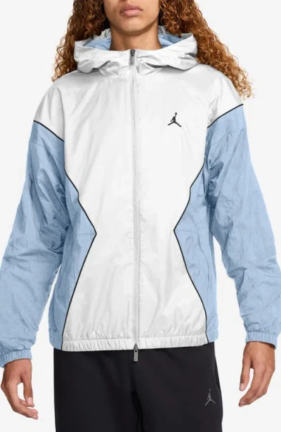 Jordan Essentials Draft Hooded Jacket In White/hydrogen Blue/black
