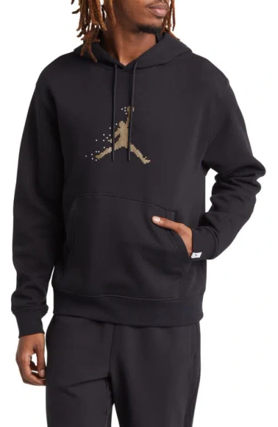 Jordan Essentials Holiday Pullover Hoodie In Black/metallic Gold