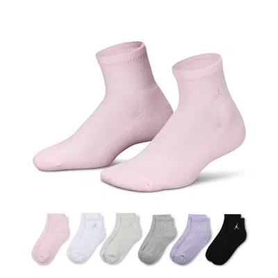 Jordan Everyday Essentials Big Kids' Ankle Socks (6 Pairs) In Pink