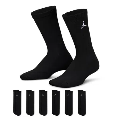 Jordan Everyday Essentials Big Kids' Crew Socks (6 Pairs) In Black