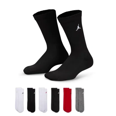 Jordan Everyday Essentials Big Kids' Crew Socks (6 Pairs) In Red