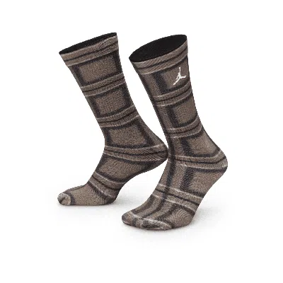 Jordan Everyday Essentials Holiday Crew Socks (1 Pair) In Archaeo Brown/brown/sail