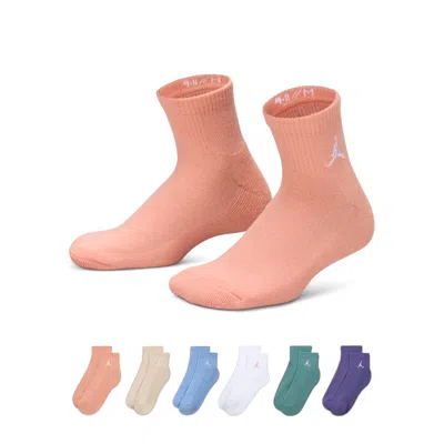 Jordan Everyday Essentials Kids' Ankle Socks (6 Pairs) In Orange