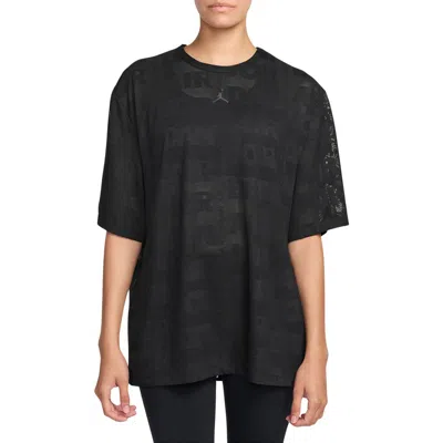 Jordan Flight Boxy Semisheer Top In Black
