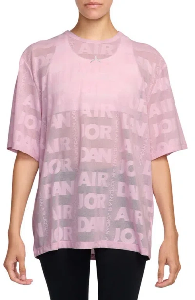 Jordan Flight Boxy Semisheer Top In Pink
