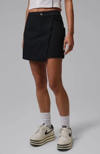 Jordan Flight Cargo Wrap Miniskirt In Black