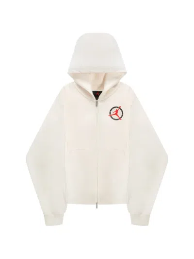 Jordan Flight Club Logo Fleece Zip Hoodie In Neutral