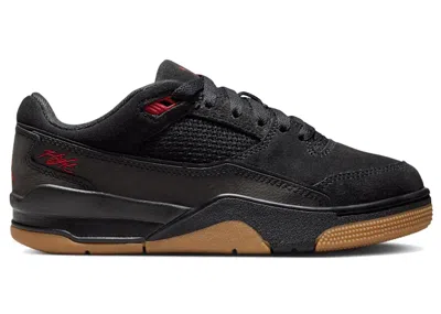 Pre-owned Jordan Flight Court Sneakers In Black/gum Medium Brown/varsity Red