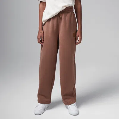Jordan Flight Essentials Big Kids' Open Hem Pants In Brown