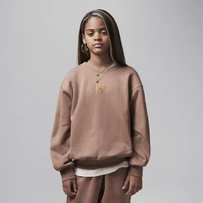 Jordan Flight Essentials Big Kids' Oversized Crew In Brown
