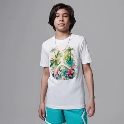 Jordan Flight Essentials Big Kids' Poolside Jumpman T-shirt In White