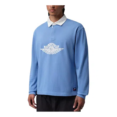 Jordan Flight Essentials Rugby Long-sleeve Polo Shirt In Blue