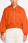 Jordan Flight Fleece Crop Hoodie In Orange