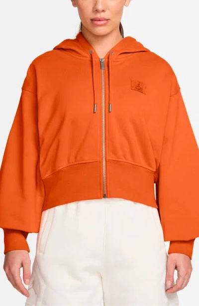 Jordan Flight Fleece Crop Hoodie In Orange