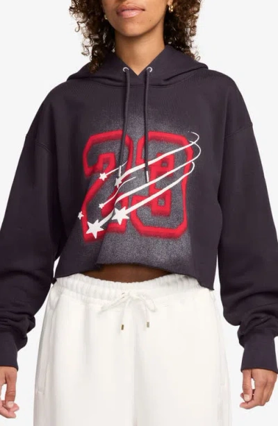 Jordan Flight Fleece Crop Hoodie In Off Noir